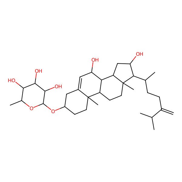 2D Structure of (2R,3S,4R,5S,6S)-2-[[(3S,7R,8S,9S,10R,13S,14S,16S,17R)-7,16-dihydroxy-10,13-dimethyl-17-[(2R)-6-methyl-5-methylideneheptan-2-yl]-2,3,4,7,8,9,11,12,14,15,16,17-dodecahydro-1H-cyclopenta[a]phenanthren-3-yl]oxy]-6-methyloxane-3,4,5-triol