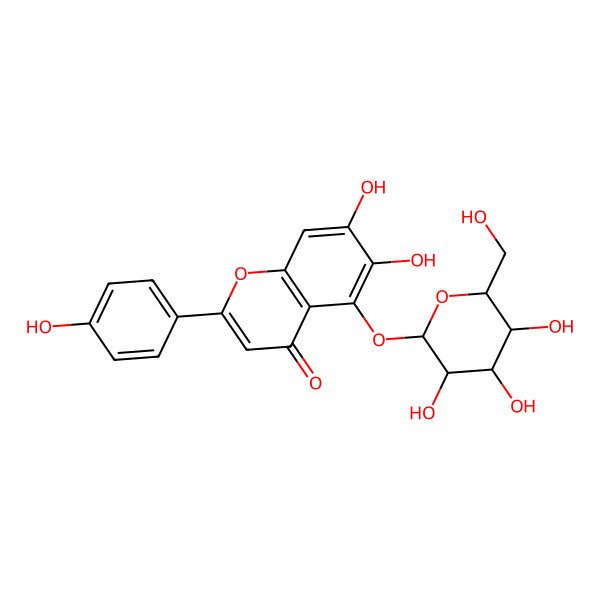 2D Structure of 6,7-dihydroxy-2-(4-hydroxyphenyl)-5-[(2S,3R,4S,5R,6R)-3,4,5-trihydroxy-6-(hydroxymethyl)oxan-2-yl]oxychromen-4-one