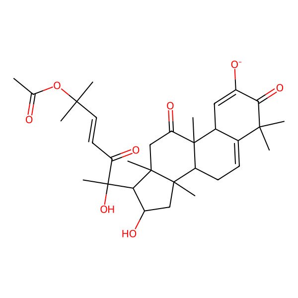 2D Structure of (9R,13R,14S,16R)-17-[(E,2R)-6-acetyloxy-2-hydroxy-6-methyl-3-oxohept-4-en-2-yl]-16-hydroxy-4,4,9,13,14-pentamethyl-3,11-dioxo-8,10,12,15,16,17-hexahydro-7H-cyclopenta[a]phenanthren-2-olate