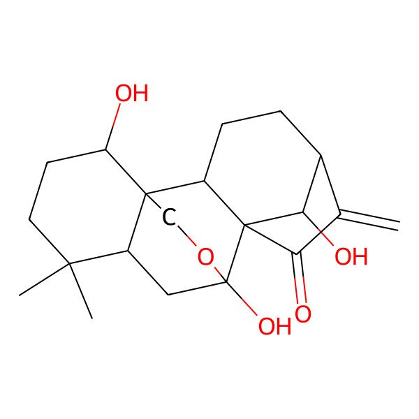 2D Structure of (1R,2S,5S,8R,9S,11R,15S,18R)-9,15,18-trihydroxy-12,12-dimethyl-6-methylidene-17-oxapentacyclo[7.6.2.15,8.01,11.02,8]octadecan-7-one