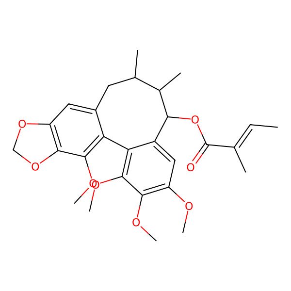 2D Structure of [(9S,10S)-3,4,5,19-tetramethoxy-9,10-dimethyl-15,17-dioxatetracyclo[10.7.0.02,7.014,18]nonadeca-1(19),2,4,6,12,14(18)-hexaen-8-yl] (E)-2-methylbut-2-enoate