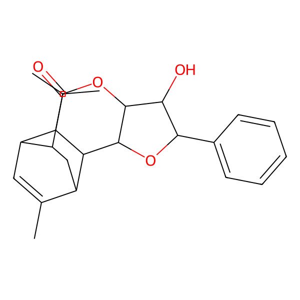 2D Structure of (1R,2R,3S,5R,6R,7S,10S,11R,15R)-6-hydroxy-13-methyl-5-phenyl-15-propan-2-yl-4,8-dioxatetracyclo[9.2.2.02,10.03,7]pentadec-12-en-9-one
