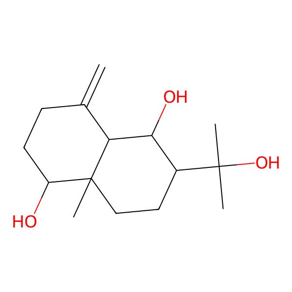 2D Structure of (1R,2R,4aR,5R,8aS)-2-(2-hydroxypropan-2-yl)-4a-methyl-8-methylidene-1,2,3,4,5,6,7,8a-octahydronaphthalene-1,5-diol
