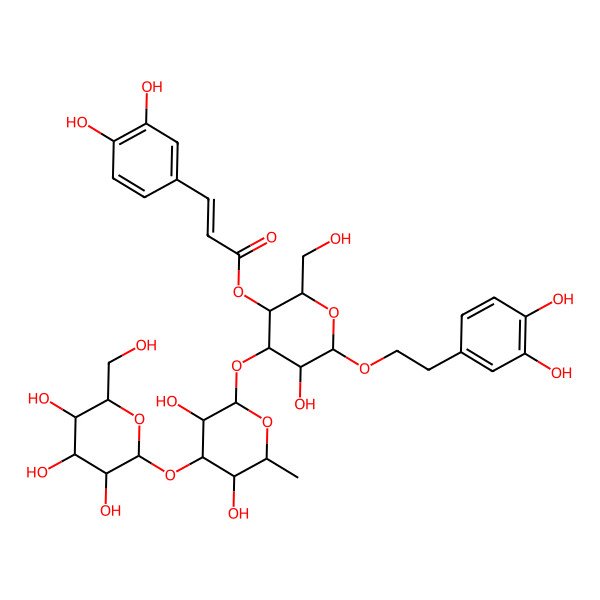 2D Structure of [(2R,3R,4R,5R,6R)-4-[(2S,3R,4R,5S,6S)-3,5-dihydroxy-6-methyl-4-[(2S,3R,4S,5S,6R)-3,4,5-trihydroxy-6-(hydroxymethyl)oxan-2-yl]oxyoxan-2-yl]oxy-6-[2-(3,4-dihydroxyphenyl)ethoxy]-5-hydroxy-2-(hydroxymethyl)oxan-3-yl] (E)-3-(3,4-dihydroxyphenyl)prop-2-enoate