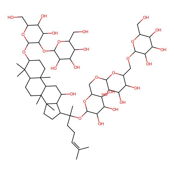 2D Structure of (2R,3R,4S,5S,6R)-2-[[(2R,3S,4S,5R,6R)-6-[[(2R,3S,4S,5R,6S)-6-[2-[3-[(2R,3R,4S,5S,6R)-4,5-dihydroxy-6-(hydroxymethyl)-3-[(2S,3R,4S,5S,6R)-3,4,5-trihydroxy-6-(hydroxymethyl)oxan-2-yl]oxyoxan-2-yl]oxy-12-hydroxy-4,4,8,10,14-pentamethyl-2,3,5,6,7,9,11,12,13,15,16,17-dodecahydro-1H-cyclopenta[a]phenanthren-17-yl]-6-methylhept-5-en-2-yl]oxy-3,4,5-trihydroxyoxan-2-yl]methoxy]-3,4,5-trihydroxyoxan-2-yl]methoxy]-6-(hydroxymethyl)oxane-3,4,5-triol