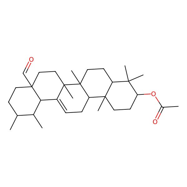 2D Structure of [(3S,4aR,6aR,6bS,8aS,11R,12S,12aS,14aR,14bR)-8a-formyl-4,4,6a,6b,11,12,14b-heptamethyl-2,3,4a,5,6,7,8,9,10,11,12,12a,14,14a-tetradecahydro-1H-picen-3-yl] acetate
