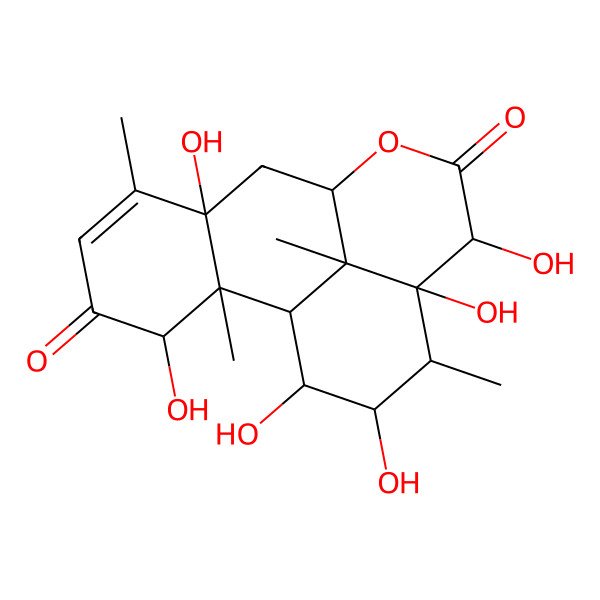 2D Structure of (1R,2S,3S,7R,9R,12R,13R,14S,15R,16R,17S)-3,7,12,13,15,16-hexahydroxy-2,6,14,17-tetramethyl-10-oxatetracyclo[7.7.1.02,7.013,17]heptadec-5-ene-4,11-dione