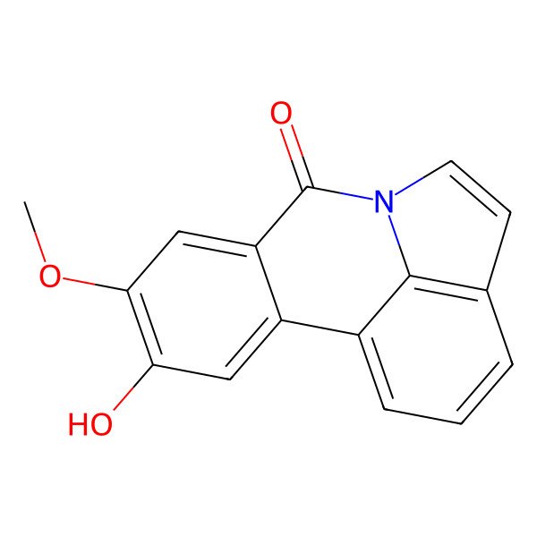 2D Structure of 7H-Pyrrolo(3,2,1-de)phenanthridin-7-one, 10-hydroxy-9-methoxy-