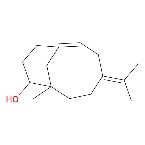 2D Structure of 7R,8R-8-Hydroxy-4-isopropylidene-7-methylbicyclo[5.3.1]undec-1-ene