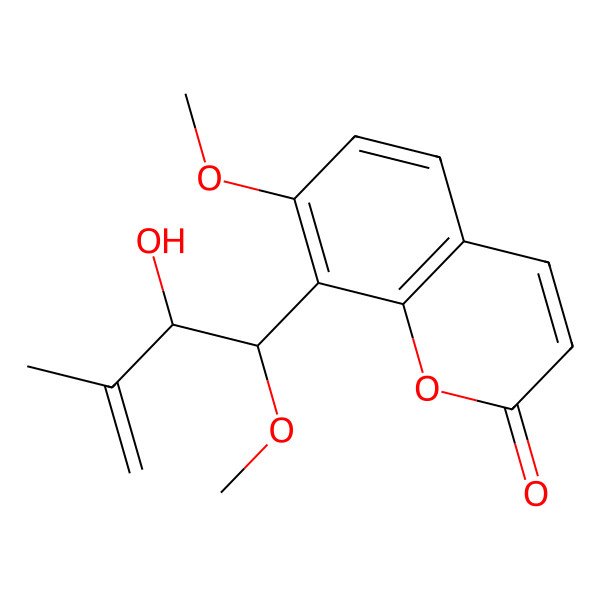 2D Structure of 8-[(1R,2R)-2-hydroxy-1-methoxy-3-methylbut-3-enyl]-7-methoxychromen-2-one