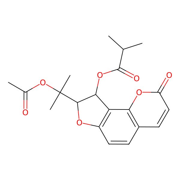 2D Structure of [8-(2-Acetyloxypropan-2-yl)-2-oxo-8,9-dihydrofuro[2,3-h]chromen-9-yl] 2-methylpropanoate