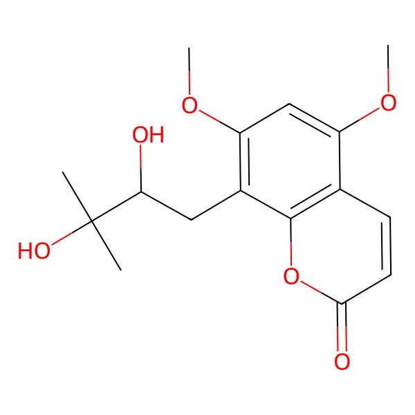 2D Structure of 8-[(2R)-2,3-dihydroxy-3-methylbutyl]-5,7-dimethoxychromen-2-one