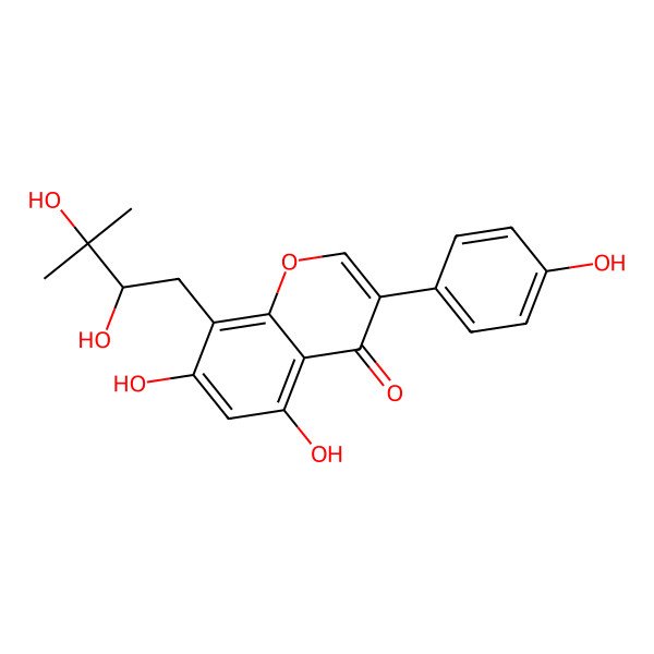 2D Structure of 8-[(2S)-2,3-dihydroxy-3-methylbutyl]-5,7-dihydroxy-3-(4-hydroxyphenyl)chromen-4-one