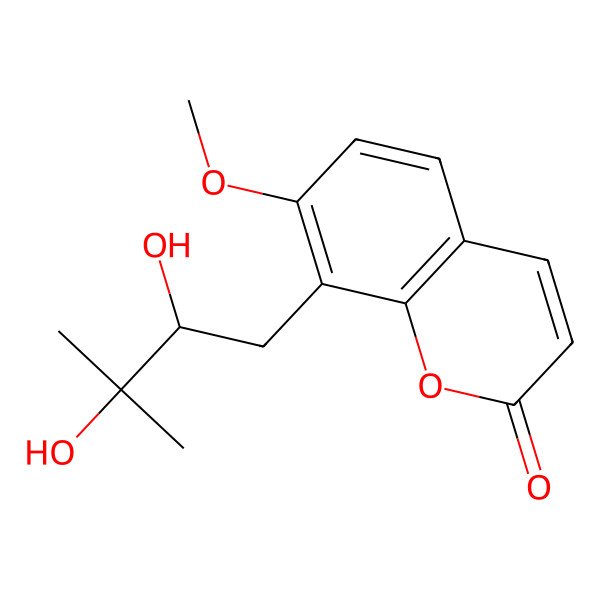 2D Structure of 8-[(2S)-2,3-dihydroxy-3-methylbutyl]-7-methoxychromen-2-one