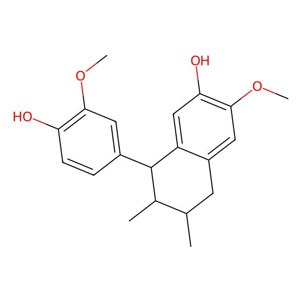 2D Structure of 8-(4-Hydroxy-3-methoxyphenyl)-3-methoxy-6,7-dimethyl-5,6,7,8-tetrahydronaphthalen-2-ol