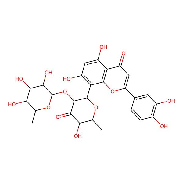 2D Structure of 8-C-(2-Rhamnosyl-6-deoxyhexopyranosulyl)luteolin 2D Structure of 8-C-(2-Rhamnosyl-6-deoxyhexopyranosulyl)luteolin