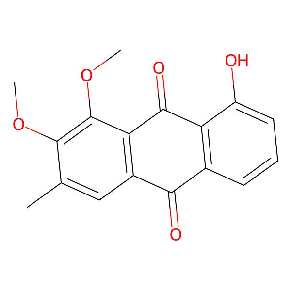 2D Structure of 8-Hydroxy-1,2-dimethoxy-3-methylanthracene-9,10-dione