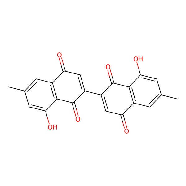 2D Structure of 8-Hydroxy-2-(8-hydroxy-6-methyl-1,4-dioxonaphthalen-2-yl)-6-methylnaphthalene-1,4-dione