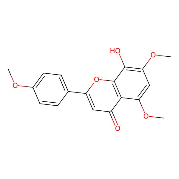 2D Structure of 8-Hydroxy-4',5,7-trimethoxyflavone