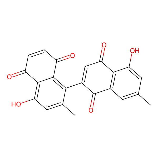 2D Structure of 8-Hydroxy-5-(5-hydroxy-7-methyl-1,4-dioxonaphthalen-2-yl)-6-methylnaphthalene-1,4-dione