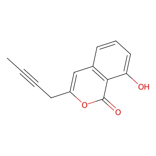 2D Structure of 3-(But-2-yn-1-yl)-8-hydroxy-1H-2-benzopyran-1-one