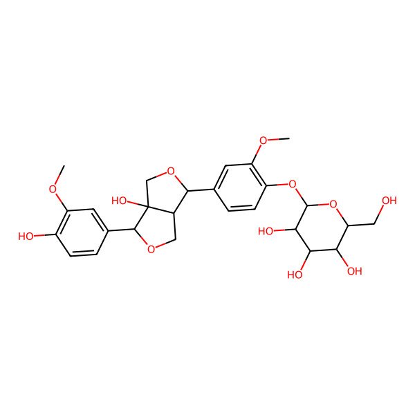 2D Structure of 8-Hydroxypinoresinol 4'-glucoside 2D Structure of 8-Hydroxypinoresinol 4'-glucoside