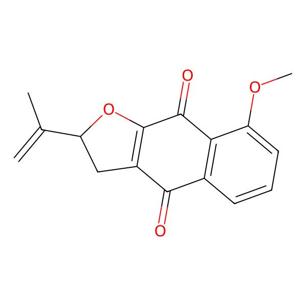 2D Structure of (2R)-8-methoxy-2-prop-1-en-2-yl-2,3-dihydrobenzo[f][1]benzofuran-4,9-dione