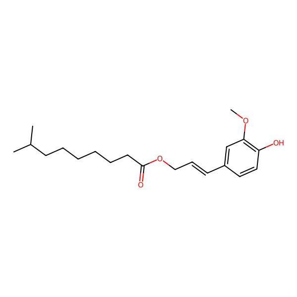 2D Structure of 8-Methylnonanoic acid (E)-3-(3-methoxy-4-hydroxyphenyl)-2-propenyl ester 2D Structure of 8-Methylnonanoic acid (E)-3-(3-methoxy-4-hydroxyphenyl)-2-propenyl ester