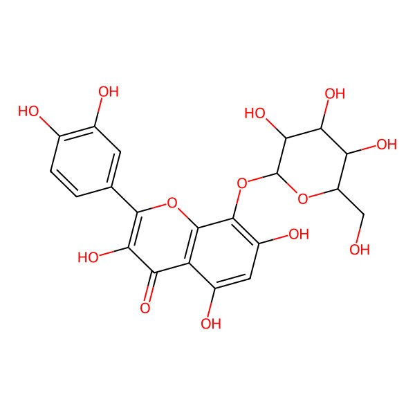 2D Structure of 2-(3,4-dihydroxyphenyl)-3,5,7-trihydroxy-8-[(3R,4S,5S,6R)-3,4,5-trihydroxy-6-(hydroxymethyl)oxan-2-yl]oxychromen-4-one