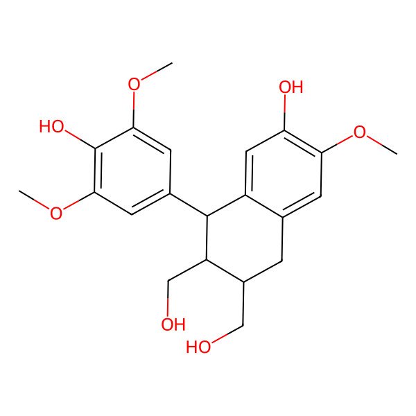 2D Structure of (7S)-8-(4-hydroxy-3,5-dimethoxyphenyl)-6,7-bis(hydroxymethyl)-3-methoxy-5,6,7,8-tetrahydronaphthalen-2-ol