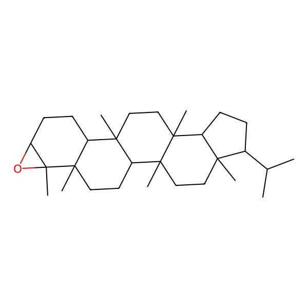 2D Structure of (2R,9R,13R,19S,20S)-2,5,10,13,19,20-hexamethyl-6-propan-2-yl-18-oxahexacyclo[11.9.0.02,10.05,9.014,20.017,19]docosane
