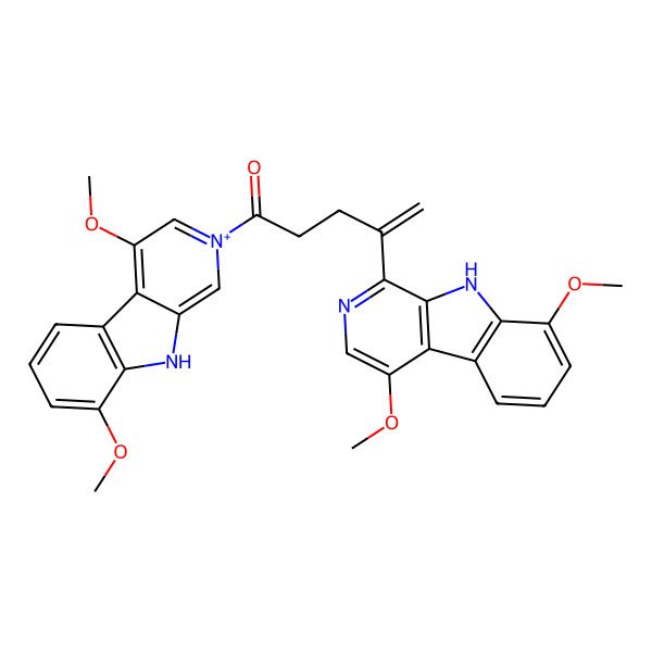 2D Structure of 1-(4,8-dimethoxy-9H-pyrido[3,4-b]indol-2-ium-2-yl)-4-(4,8-dimethoxy-9H-pyrido[3,4-b]indol-1-yl)pent-4-en-1-one