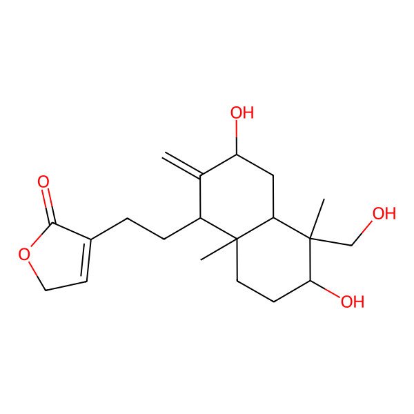 2D Structure of 4-[2-[(1S,3R,4aS,5R,6R,8aS)-3,6-dihydroxy-5-(hydroxymethyl)-5,8a-dimethyl-2-methylidene-3,4,4a,6,7,8-hexahydro-1H-naphthalen-1-yl]ethyl]-2H-furan-5-one