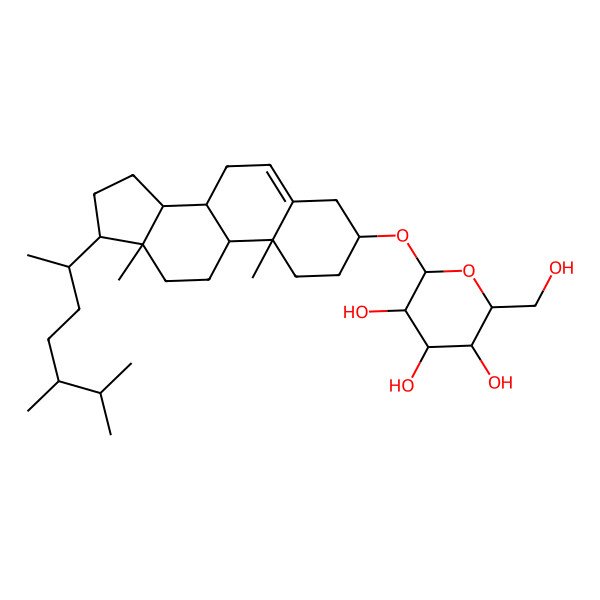 2D Structure of (2R,3R,4S,5S,6R)-2-[[17-(5,6-dimethylheptan-2-yl)-10,13-dimethyl-2,3,4,7,8,9,11,12,14,15,16,17-dodecahydro-1H-cyclopenta[a]phenanthren-3-yl]oxy]-6-(hydroxymethyl)oxane-3,4,5-triol
