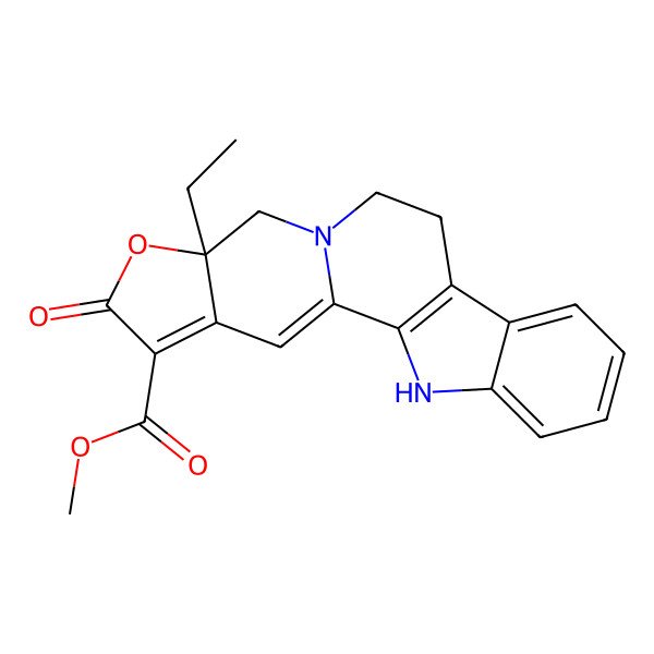2D Structure of methyl (8R)-8-ethyl-6-oxo-7-oxa-10,20-diazapentacyclo[11.7.0.02,10.04,8.014,19]icosa-1(13),2,4,14,16,18-hexaene-5-carboxylate