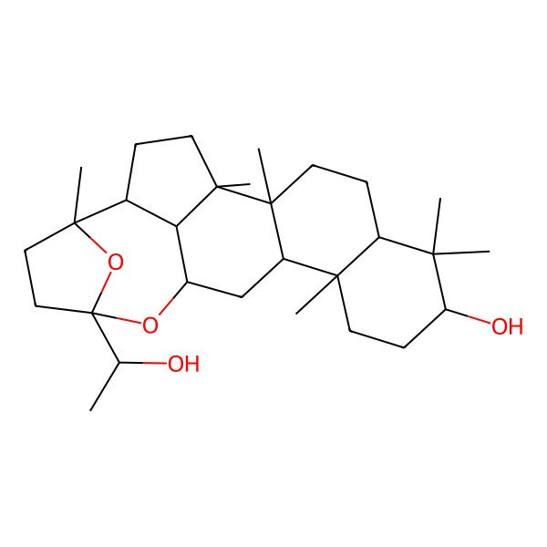 2D Structure of (1R,2R,5R,7S,10R,11R,13R,15S,18S,19S,22R)-15-[(1S)-1-hydroxyethyl]-1,2,6,6,10,18-hexamethyl-14,23-dioxahexacyclo[11.8.1.115,18.02,11.05,10.019,22]tricosan-7-ol