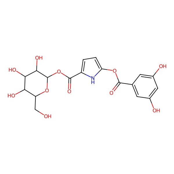 2D Structure of [(2S,3R,4S,5S,6R)-3,4,5-trihydroxy-6-(hydroxymethyl)oxan-2-yl] 5-(3,5-dihydroxybenzoyl)oxy-1H-pyrrole-2-carboxylate