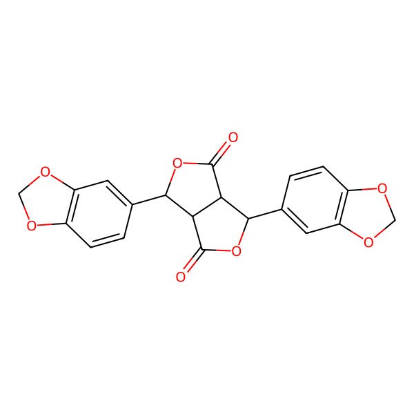 2D Structure of (1R,3aR,4R,6aR)-1,4-bis(1,3-benzodioxol-5-yl)-1,3a,4,6a-tetrahydrofuro[3,4-c]furan-3,6-dione