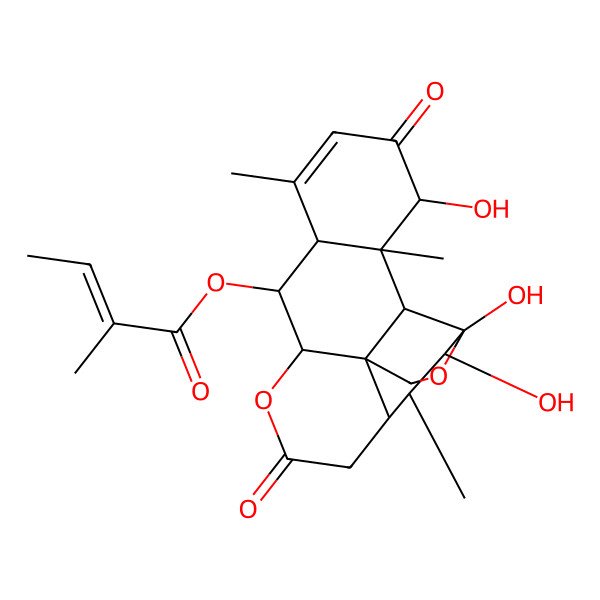 2D Structure of [(1S,4R,5R,6R,7S,11S,12R,13S,17S,18S,19R)-4,5,17-trihydroxy-6,14,18-trimethyl-9,16-dioxo-3,10-dioxapentacyclo[9.8.0.01,7.04,19.013,18]nonadec-14-en-12-yl] (Z)-2-methylbut-2-enoate