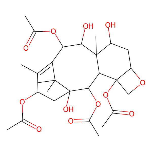 2D Structure of [(1S,2S,3R,4S,7R,9S,10S,11S,12R,15S)-2,4,12-triacetyloxy-1,9,11-trihydroxy-10,14,17,17-tetramethyl-6-oxatetracyclo[11.3.1.03,10.04,7]heptadec-13-en-15-yl] acetate