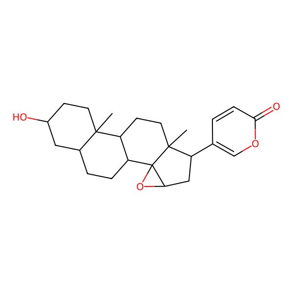2D Structure of 5-[(1R,2S,4R,6R,7R,10S,11S,14R,16R)-14-hydroxy-7,11-dimethyl-3-oxapentacyclo[8.8.0.02,4.02,7.011,16]octadecan-6-yl]pyran-2-one