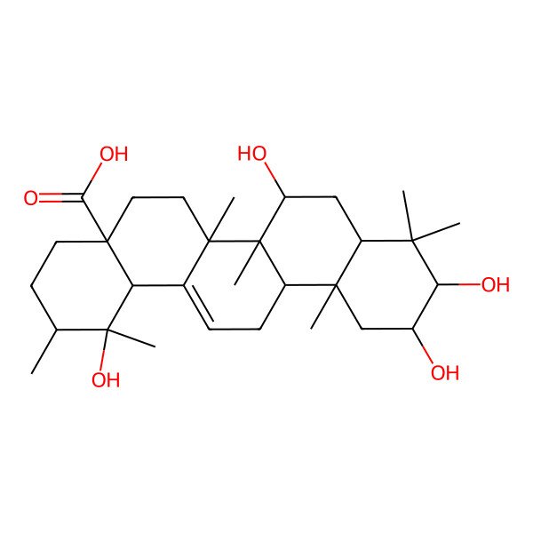 2D Structure of 1,7,10,11-Tetrahydroxy-1,2,6a,6b,9,9,12a-heptamethyl-2,3,4,5,6,6a,7,8,8a,10,11,12,13,14b-tetradecahydropicene-4a-carboxylic acid