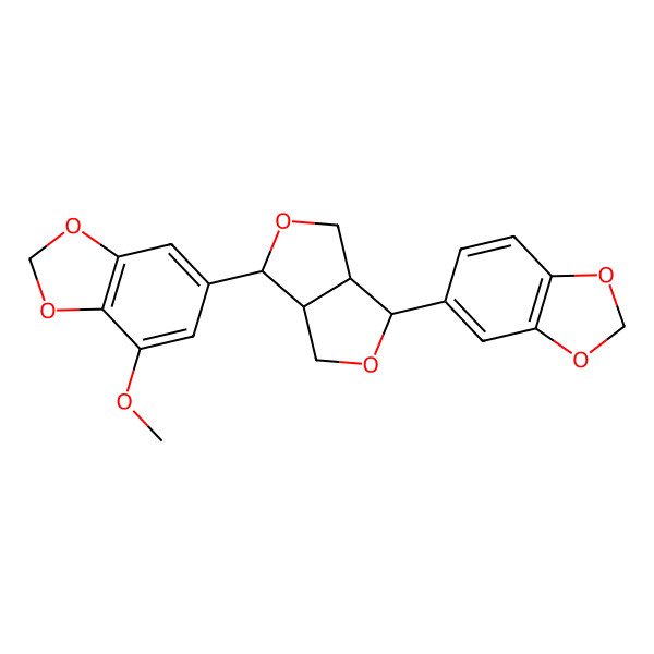 2D Structure of 6-[(3R,3aR,6S,6aR)-3-(1,3-benzodioxol-5-yl)-1,3,3a,4,6,6a-hexahydrofuro[3,4-c]furan-6-yl]-4-methoxy-1,3-benzodioxole