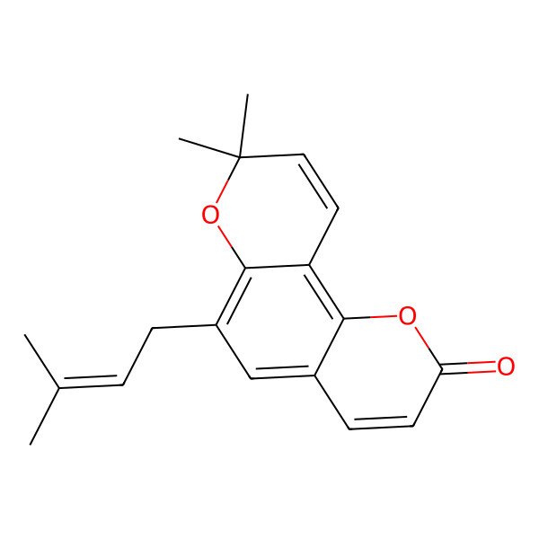 2D Structure of 8,8-Dimethyl-6-(3-methylbut-2-enyl)pyrano[2,3-f]chromen-2-one