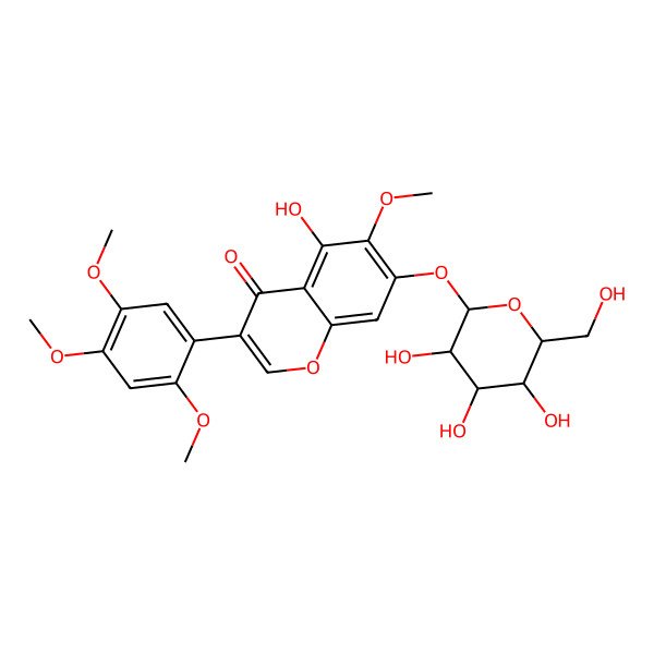 2D Structure of 5-hydroxy-6-methoxy-7-[(2S,3R,4S,5S,6R)-3,4,5-trihydroxy-6-(hydroxymethyl)oxan-2-yl]oxy-3-(2,4,5-trimethoxyphenyl)chromen-4-one