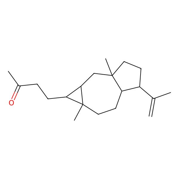2D Structure of 4-[(1R,1aS,2aS,5R,5aR,7aS)-2a,7a-dimethyl-5-prop-1-en-2-yl-1a,2,3,4,5,5a,6,7-octahydro-1H-cyclopropa[f]azulen-1-yl]butan-2-one
