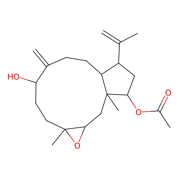 2D Structure of [(1R,3S,5S,8S,12S,13S,15S)-8-hydroxy-1,5-dimethyl-9-methylidene-13-prop-1-en-2-yl-4-oxatricyclo[10.3.0.03,5]pentadecan-15-yl] acetate
