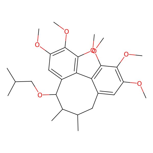 2D Structure of (8R,9S,10S)-3,4,5,14,15,16-hexamethoxy-9,10-dimethyl-8-(2-methylpropoxy)tricyclo[10.4.0.02,7]hexadeca-1(16),2,4,6,12,14-hexaene