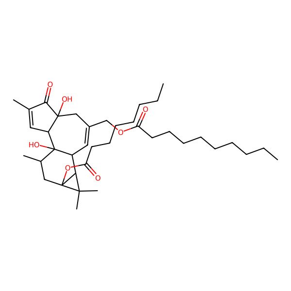 2D Structure of [(1R,2S,6R,10S,11R,13S,15R)-1,6-dihydroxy-4,12,12,15-tetramethyl-13-octanoyloxy-5-oxo-8-tetracyclo[8.5.0.02,6.011,13]pentadeca-3,8-dienyl]methyl decanoate