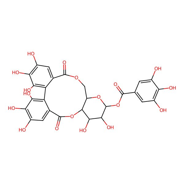 2D Structure of [(10S,11R,12R,15R)-3,4,5,11,12,21,22,23-octahydroxy-8,18-dioxo-9,14,17-trioxatetracyclo[17.4.0.02,7.010,15]tricosa-1(23),2,4,6,19,21-hexaen-13-yl] 3,4,5-trihydroxybenzoate
